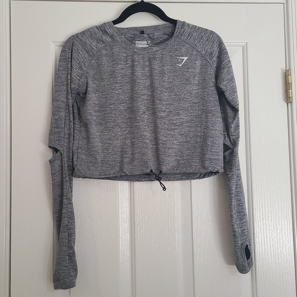 Gymshark Drawcord Cropped Gym Top Small - Picture 3 of 10